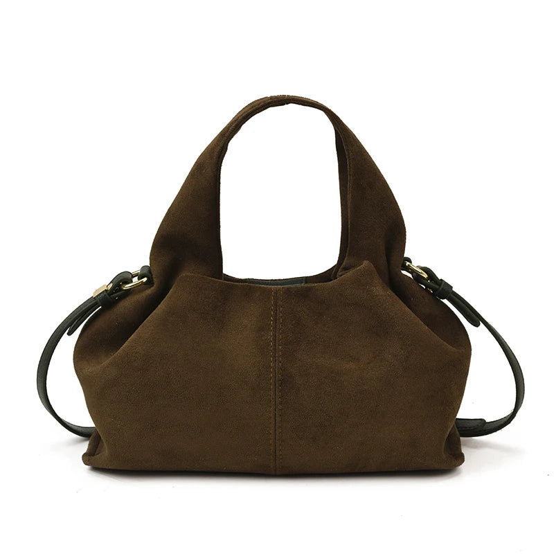 New Dumpling Bag Retro Suede PU Leather Women’s Handheld Shoulder Bag Single Shoulder Crossbody Bag Commuting Handheld Bag