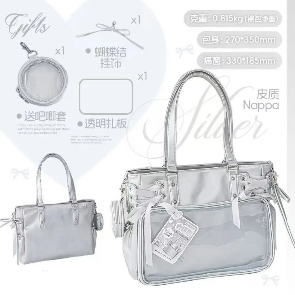 New Girls  Sweet and Cute Ulzzang Ita Bag Dolls Bag Large Capacity Portable Tote Bag With Ribbon Fashion Shoulder Crossbody Bag