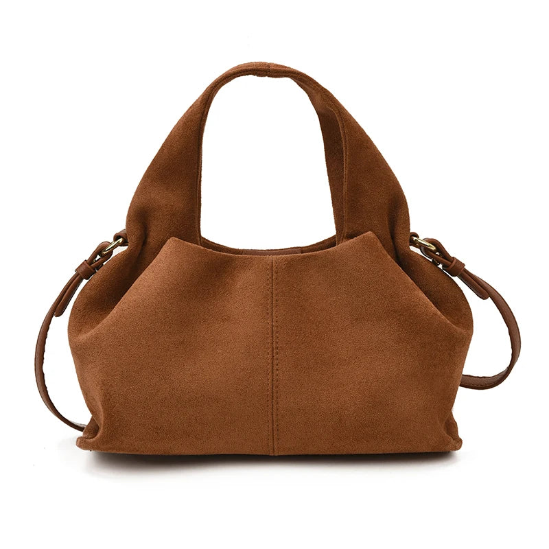New Dumpling Bag Retro Suede PU Leather Women’s Handheld Shoulder Bag Single Shoulder Crossbody Bag Commuting Handheld Bag