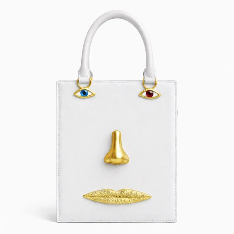 Vintage 3D Face Design Handbags Women High Quality PU Leather Square Bag Three-Dimensional Jewelry Eyes Decoration Crossbody Bag