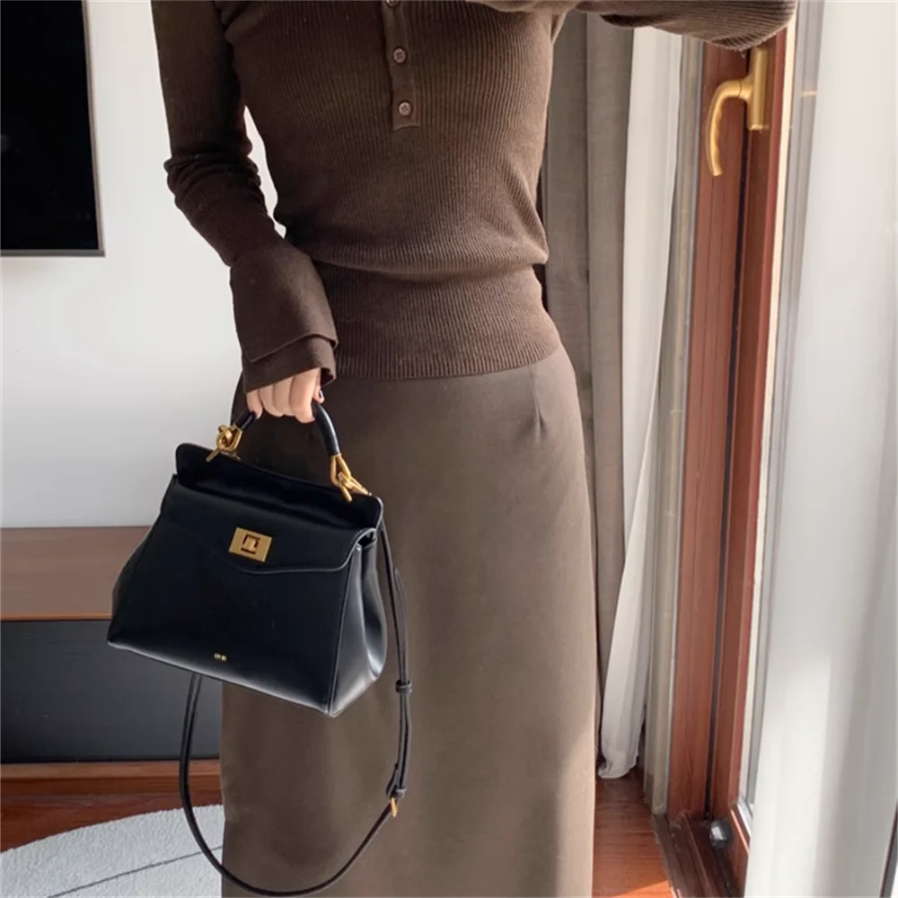JW PEI Artificial Leather Box Bag, Shoulder Bag, Crossbody Bag, Handbag Medium Women's White/Black/Brown/Olive 2T78
