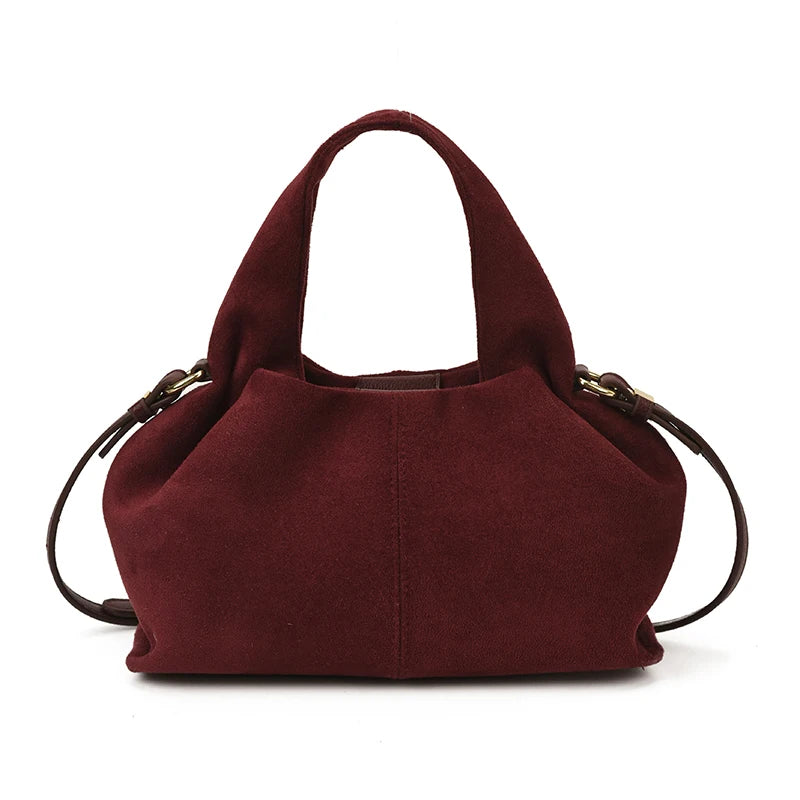 New Dumpling Bag Retro Suede PU Leather Women’s Handheld Shoulder Bag Single Shoulder Crossbody Bag Commuting Handheld Bag