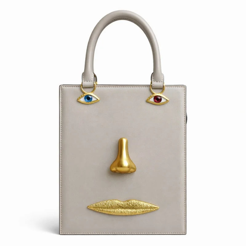Vintage 3D Face Design Handbags Women High Quality PU Leather Square Bag Three-Dimensional Jewelry Eyes Decoration Crossbody Bag