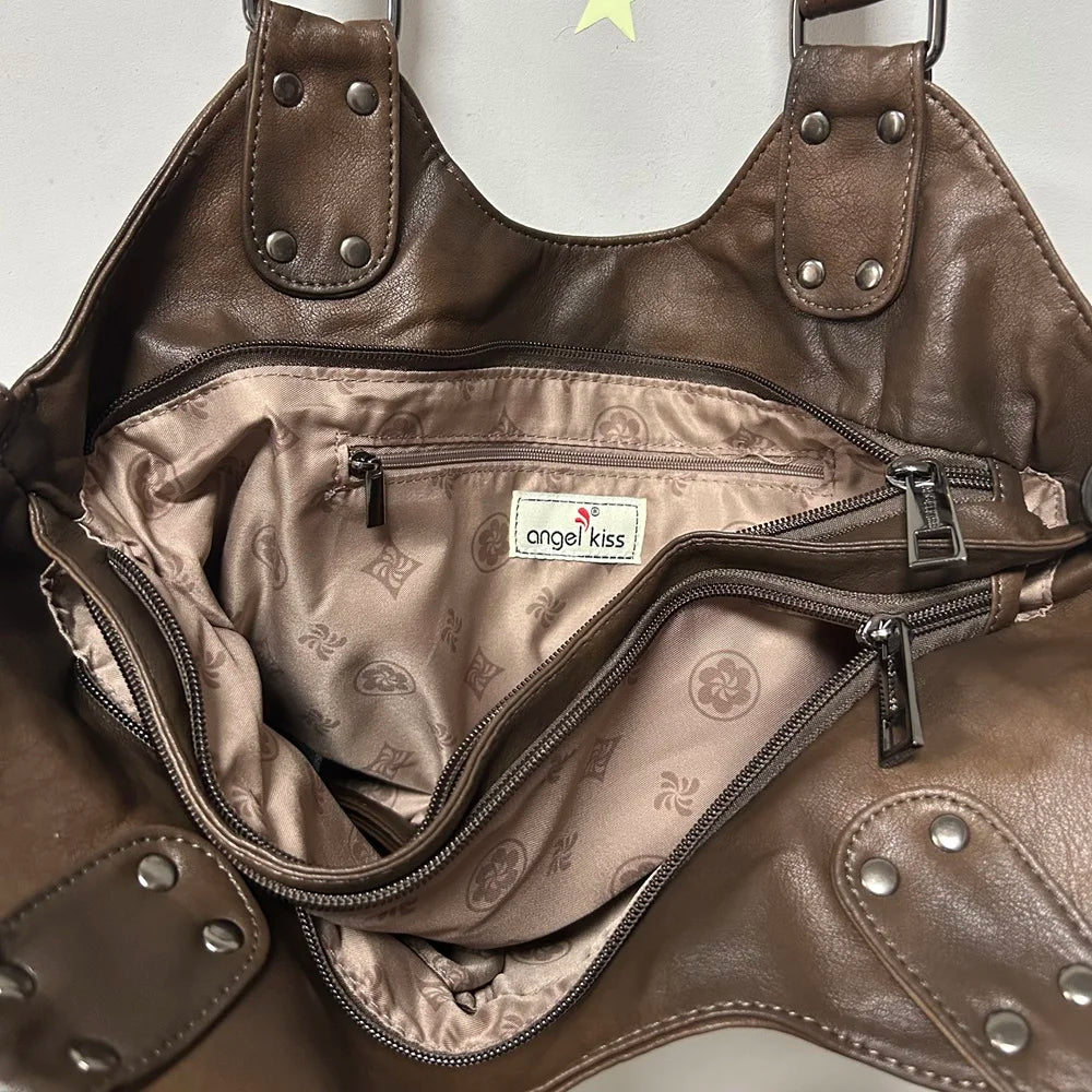 Vintage Women Handbags Fashion Hobos Shoulder Bag Large Tote Top-handle Shopping Pack Multiple Pockets Satchel Lady  Purse