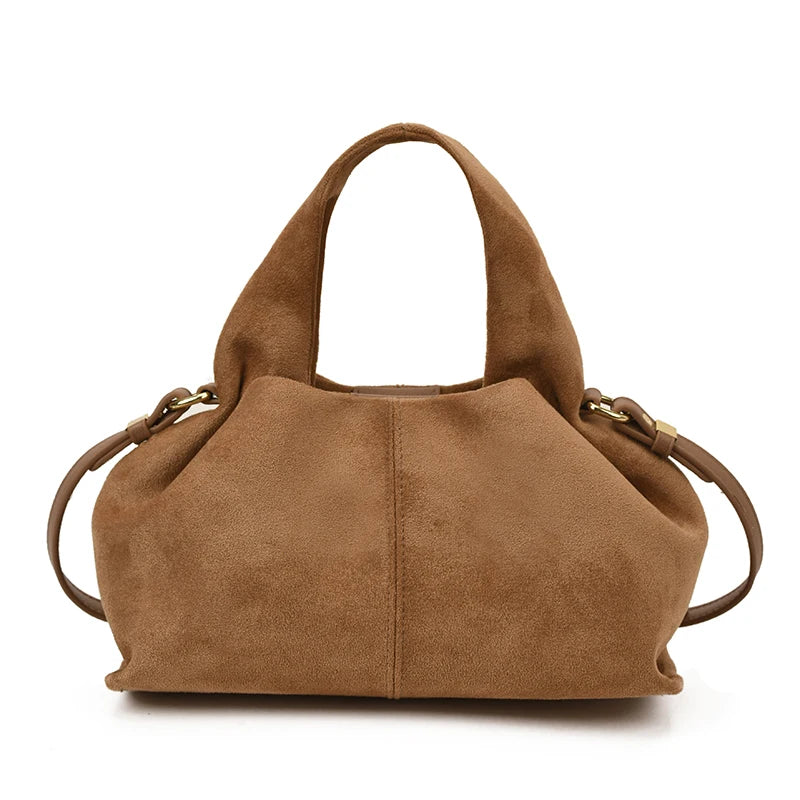 New Dumpling Bag Retro Suede PU Leather Women’s Handheld Shoulder Bag Single Shoulder Crossbody Bag Commuting Handheld Bag