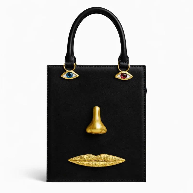 Vintage 3D Face Design Handbags Women High Quality PU Leather Square Bag Three-Dimensional Jewelry Eyes Decoration Crossbody Bag