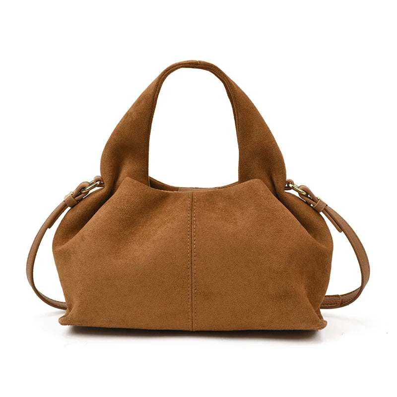 New Dumpling Bag Retro Suede PU Leather Women’s Handheld Shoulder Bag Single Shoulder Crossbody Bag Commuting Handheld Bag