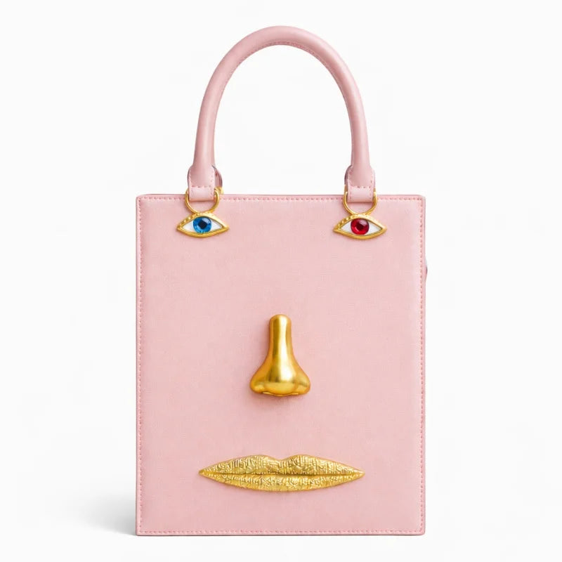 Vintage 3D Face Design Handbags Women High Quality PU Leather Square Bag Three-Dimensional Jewelry Eyes Decoration Crossbody Bag