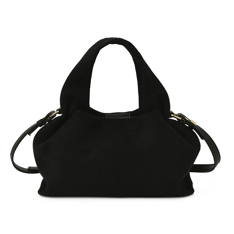 New Dumpling Bag Retro Suede PU Leather Women’s Handheld Shoulder Bag Single Shoulder Crossbody Bag Commuting Handheld Bag